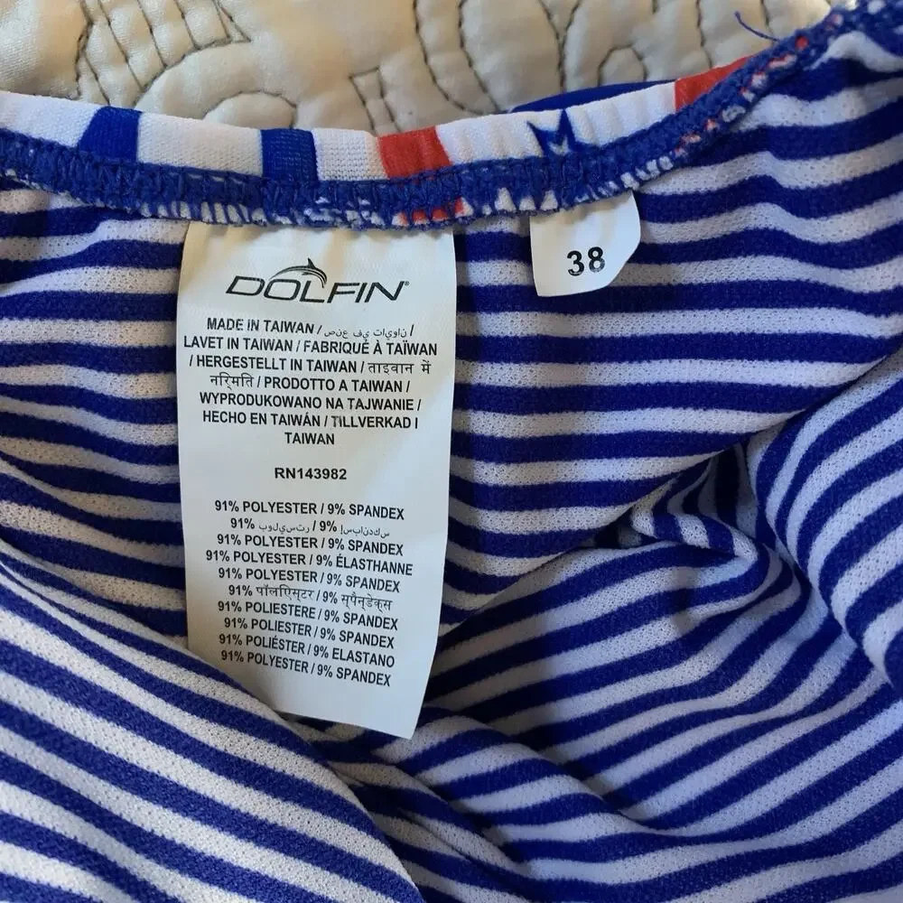 Dolfin Uglies Women's Size 38 Salute V Back Swimsuit MSRP $45 Red, White, & Blue - Picture 13 of 16